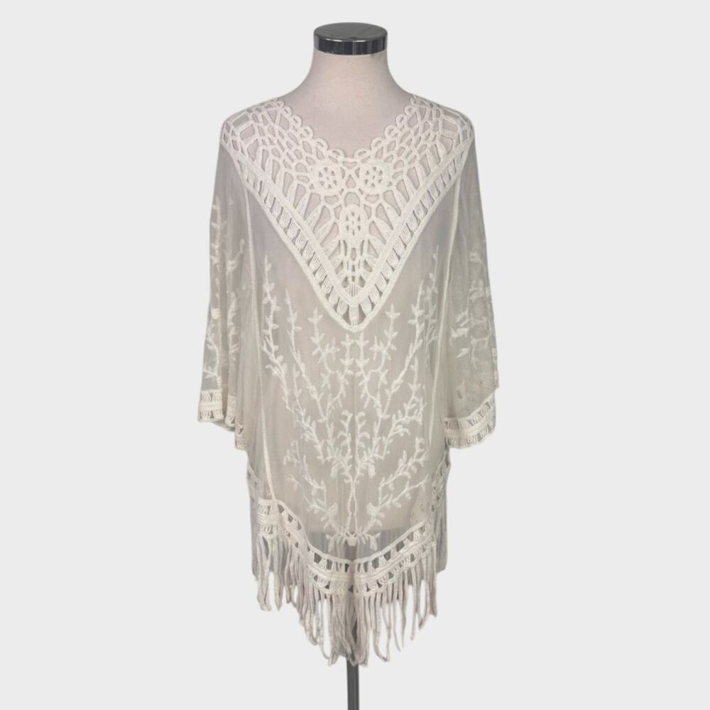 Swim Swim Cover Up One Size Lace Crochet Fringe